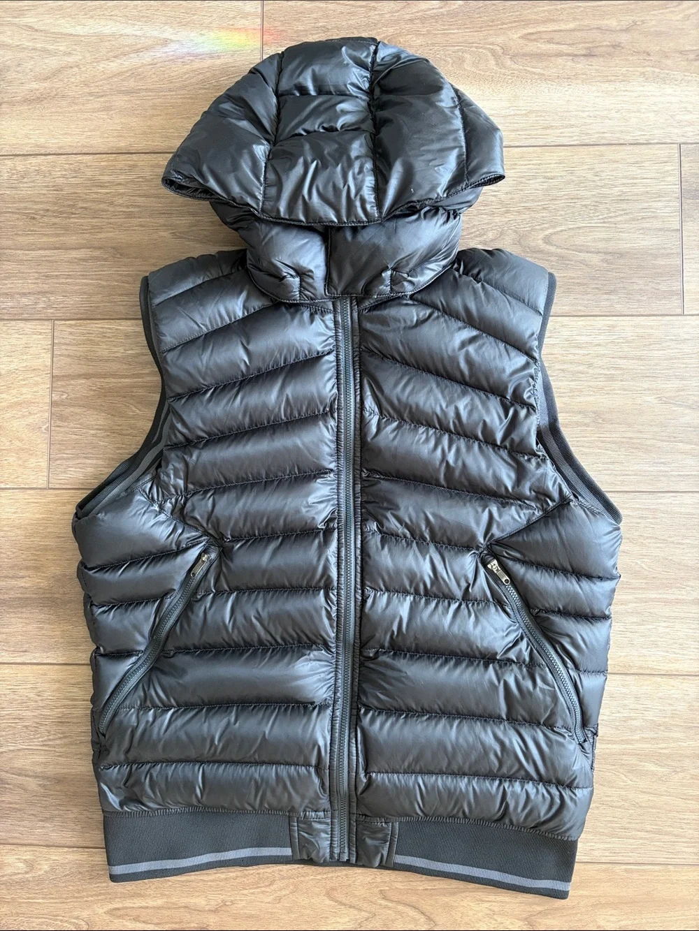 lululemon athletica Black Quilted Hooded Puffer Vest
